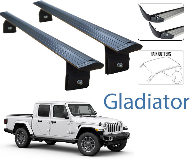 Jeep Gladiator JT Roof Rack Bars For Vehicles With Rain Gutters Black Color Pro 5 Jeep Gladiator JT Roof Rack Bars For Vehicles With Rain Gutters Black Color Pro 5